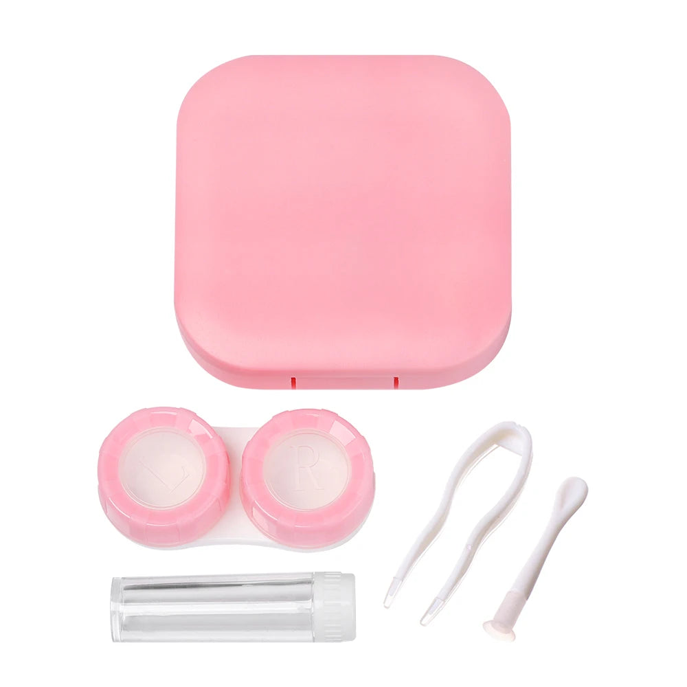 1PC contact lens case square travel portable solid color lens cover container holder storage soaking box fashion accessories