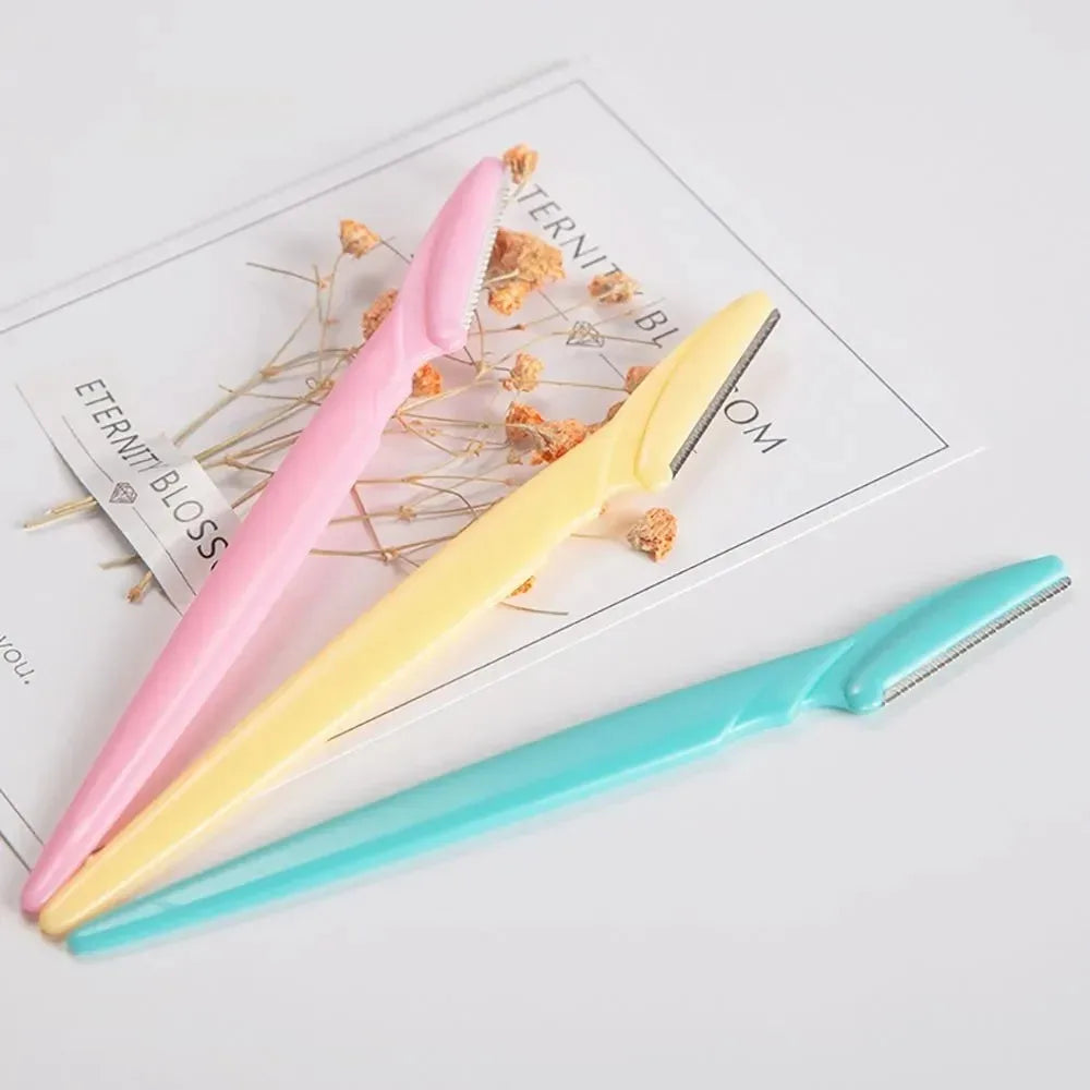 12 Pcs Mix Color Eyebrow Razor Women Face And Body Safe Trimmer Hair Shaver Eye Brow Remover With Cover Small Makeup Tools Set