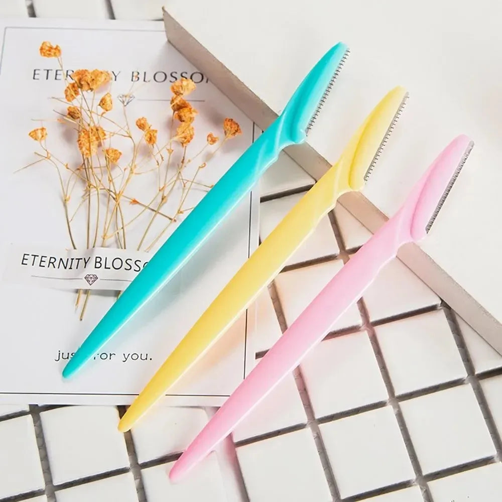 12 Pcs Mix Color Eyebrow Razor Women Face And Body Safe Trimmer Hair Shaver Eye Brow Remover With Cover Small Makeup Tools Set