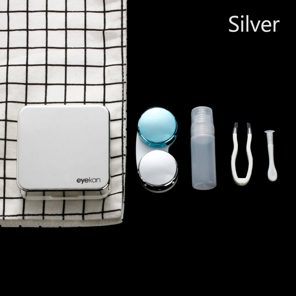 1PC contact lens case square travel portable solid color lens cover container holder storage soaking box fashion accessories