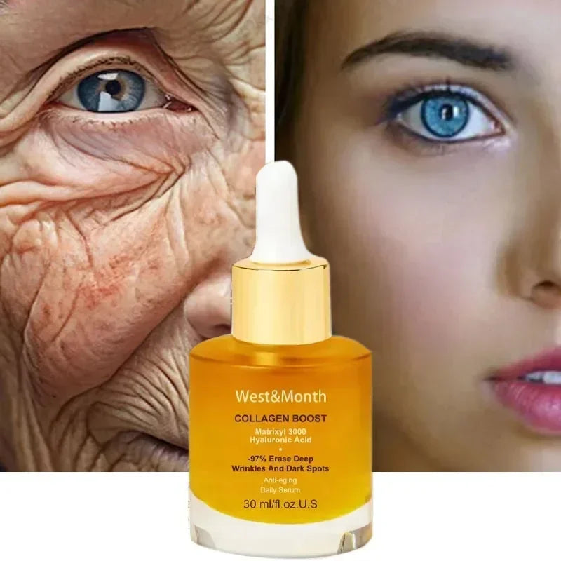 Collagen Wrinkle Removal Face Use Serum Anti-Aging Whitening Beauty Moisturizing Fade Fine Lines Dark Spots Brightening Cosmetic