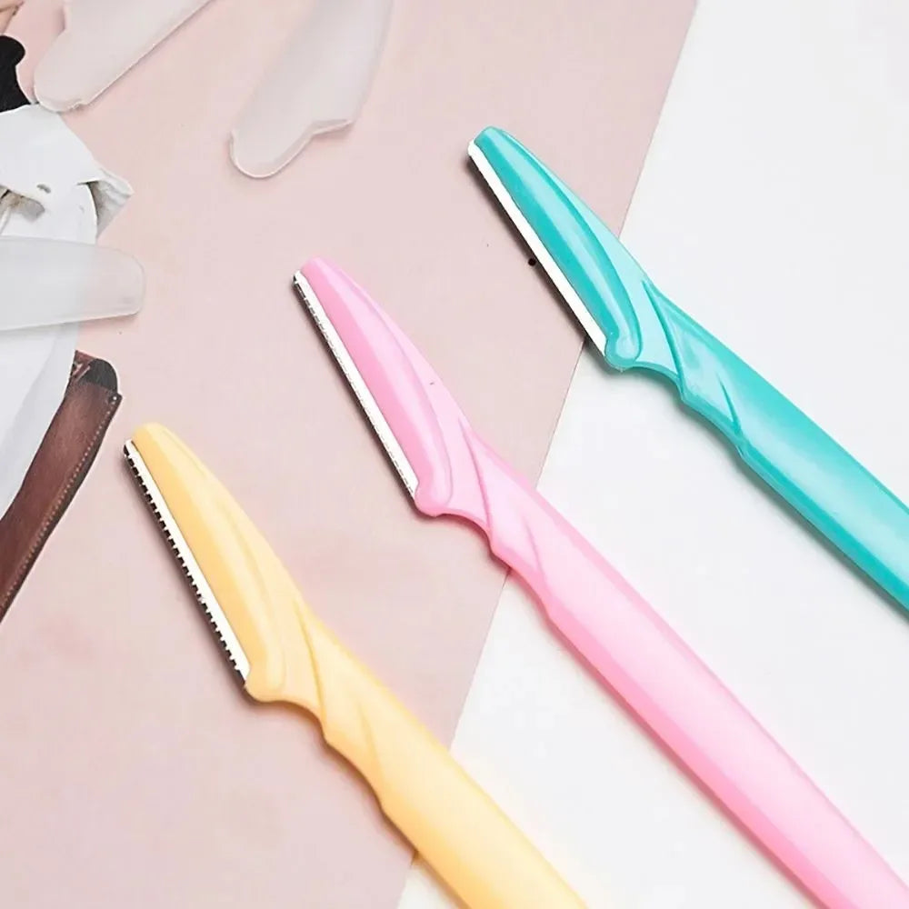12 Pcs Mix Color Eyebrow Razor Women Face And Body Safe Trimmer Hair Shaver Eye Brow Remover With Cover Small Makeup Tools Set