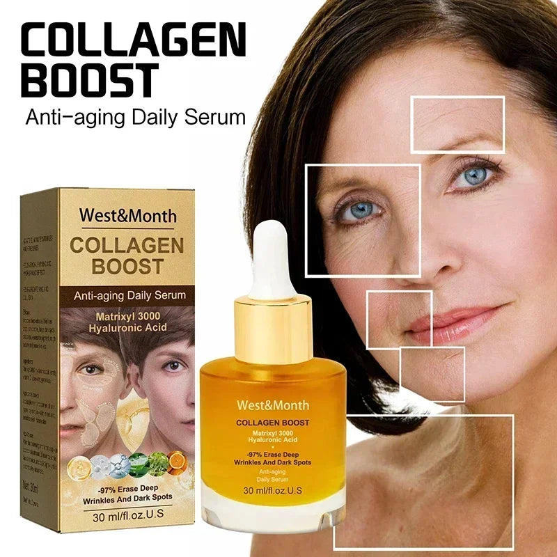 Collagen Wrinkle Removal Face Use Serum Anti-Aging Whitening Beauty Moisturizing Fade Fine Lines Dark Spots Brightening Cosmetic