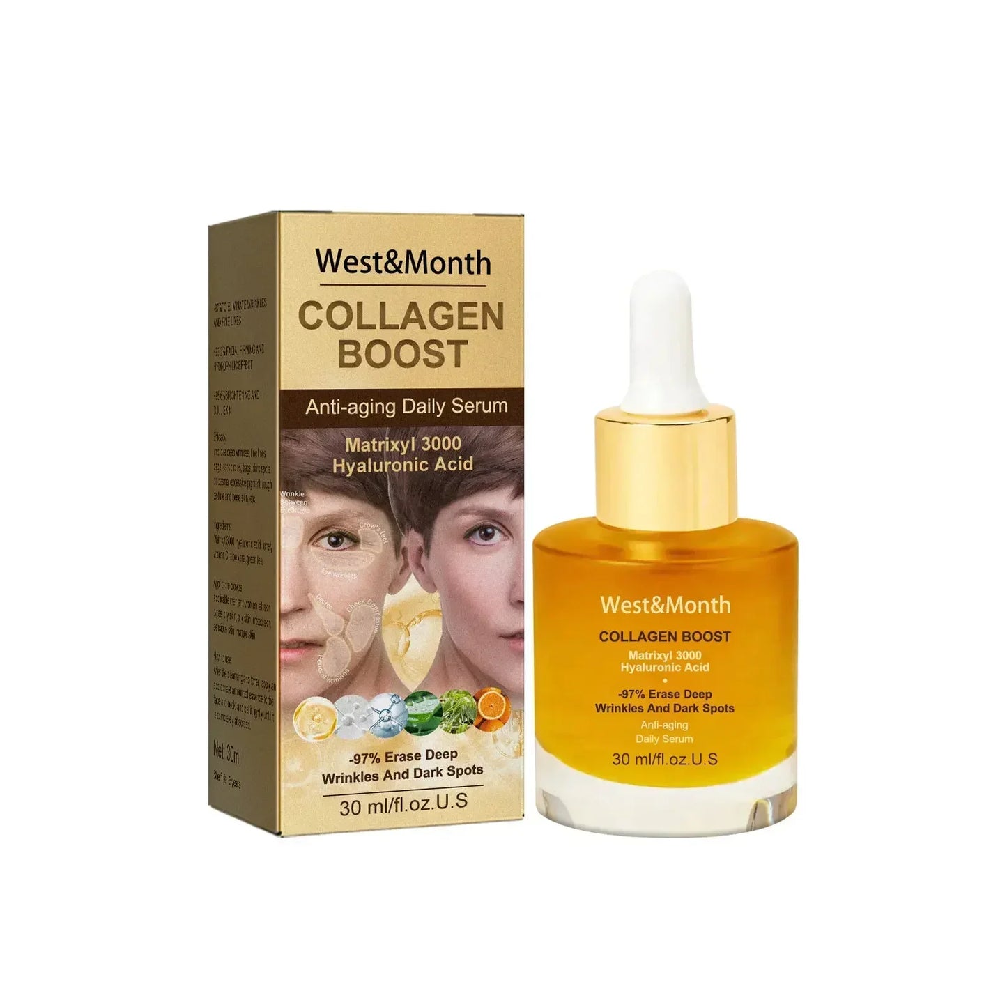 Collagen Wrinkle Removal Face Use Serum Anti-Aging Whitening Beauty Moisturizing Fade Fine Lines Dark Spots Brightening Cosmetic